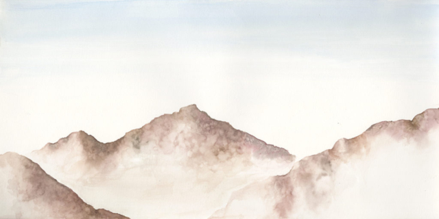 mountains, 24 x 12 unframed, original watercolor on paper, $250, prints available for $75
