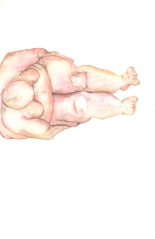 seated bend, 11 x 15 unframed, original watercolor on paper SOLD, prints available for $40